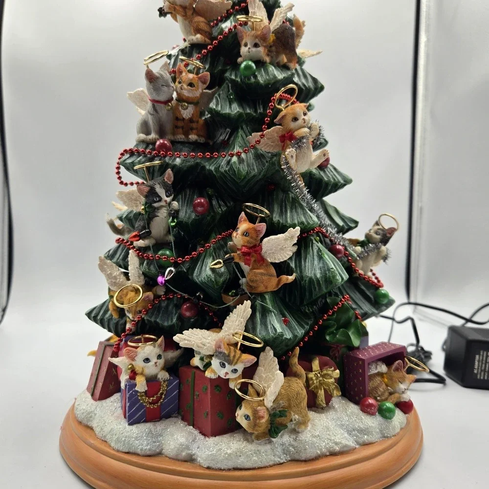 Vtg Bradford Editions 2004 Purr-fect Holiday Kitten Angel Christmas Lighted Tree